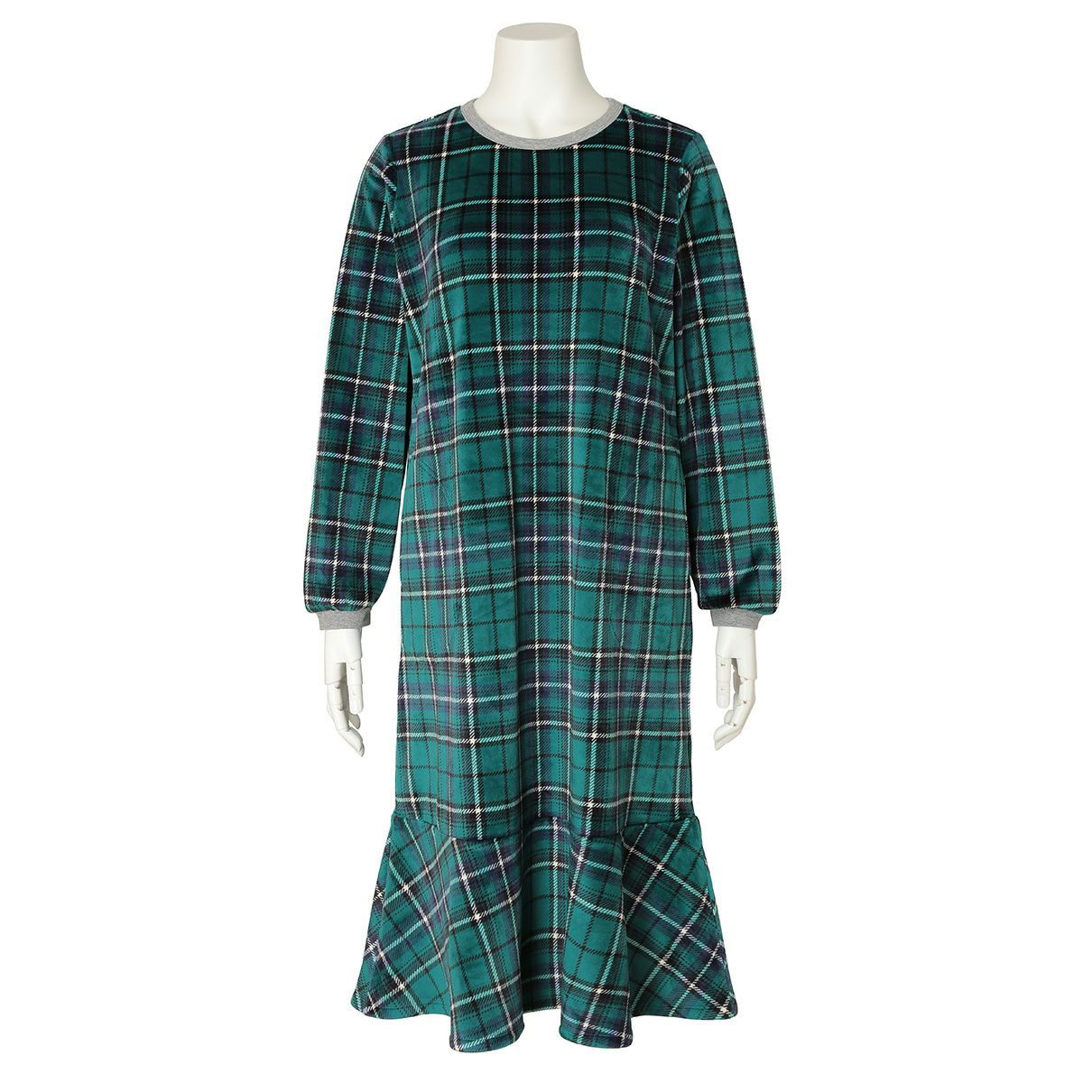 24ストレッチシャギータータンチェック[長袖ワンピース] | KID BLUE