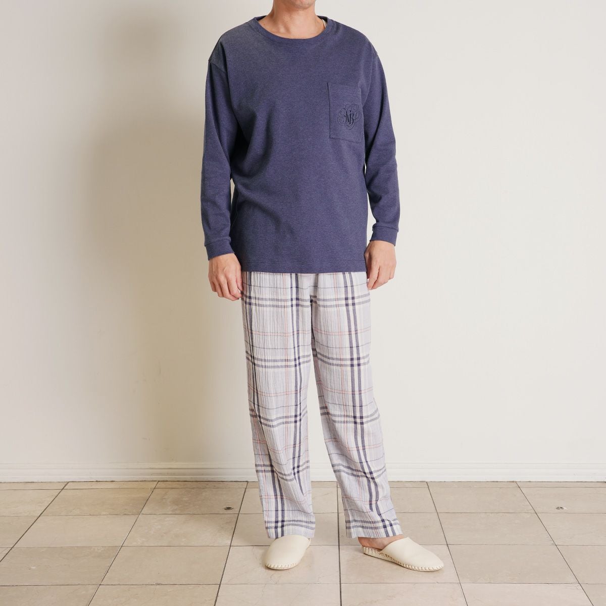 Wガーゼラインチェック[長袖パジャマ] | KID BLUE OFFICIAL ONLINE STORE