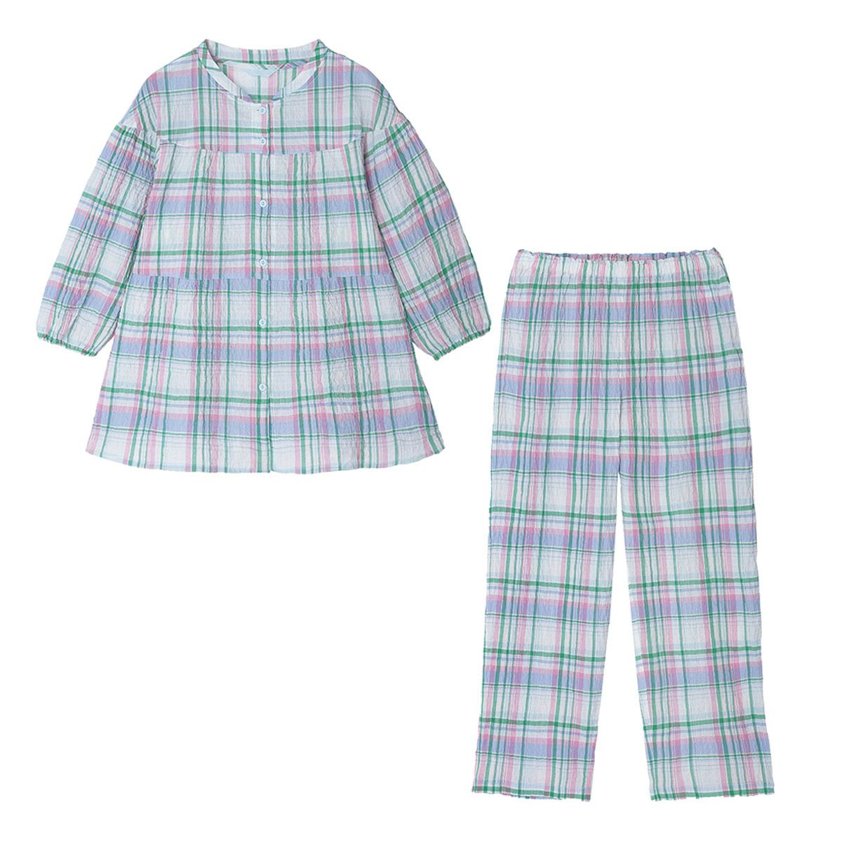 25シャーリングチェック[8分袖パジャマ] | KID BLUE OFFICIAL ONLINE STORE