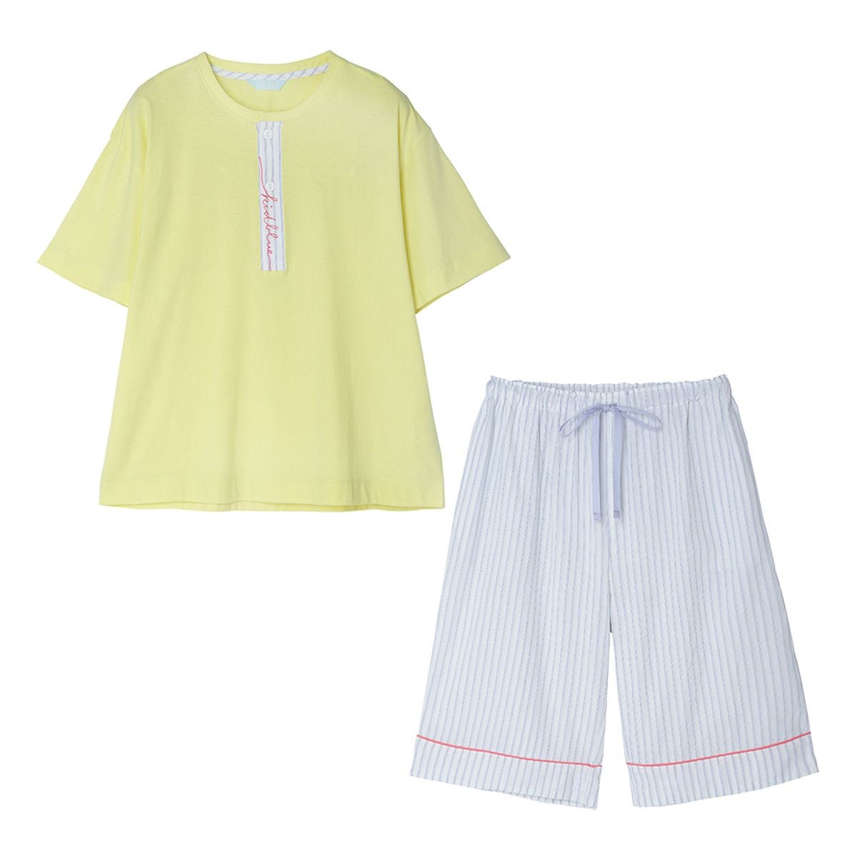 KID BLUE イエロー ストライプ パジャマ 新品未使用タグ付き 24Wガーゼストライプ[9分袖パジャマ] | KID BLUE OFFICIAL ONLINE STORE