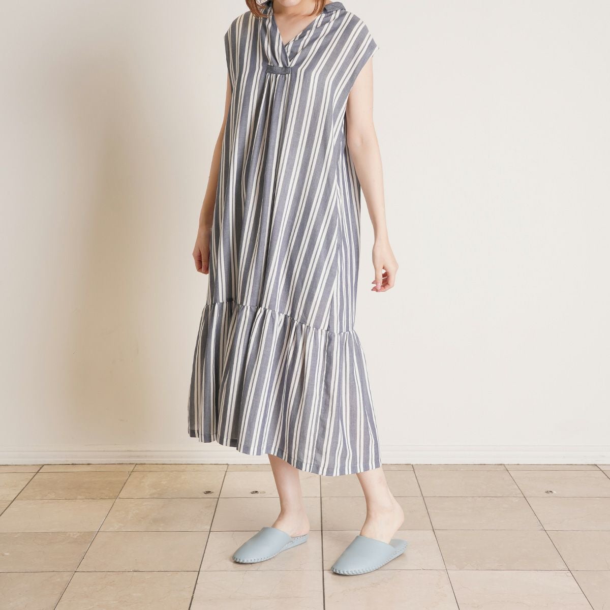 25シャンブレーデニム[フレンチスリーブワンピース] | KID BLUE