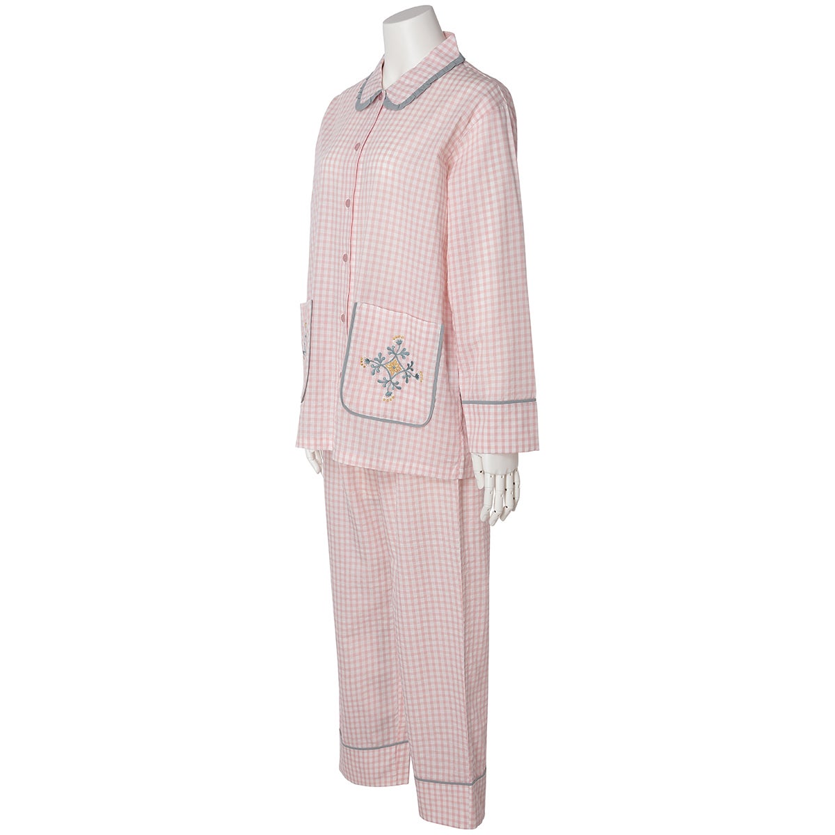 26ギンガムフラワーエンブ[長袖パジャマ] | KID BLUE OFFICIAL ONLINE