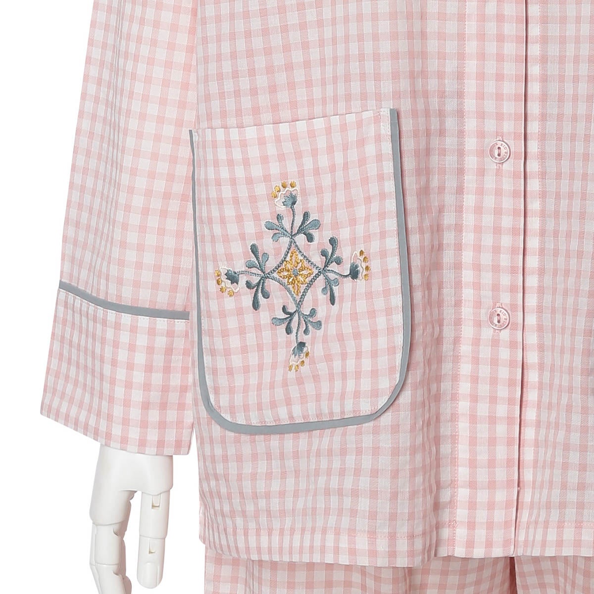 26ギンガムフラワーエンブ[長袖パジャマ] | KID BLUE OFFICIAL ONLINE
