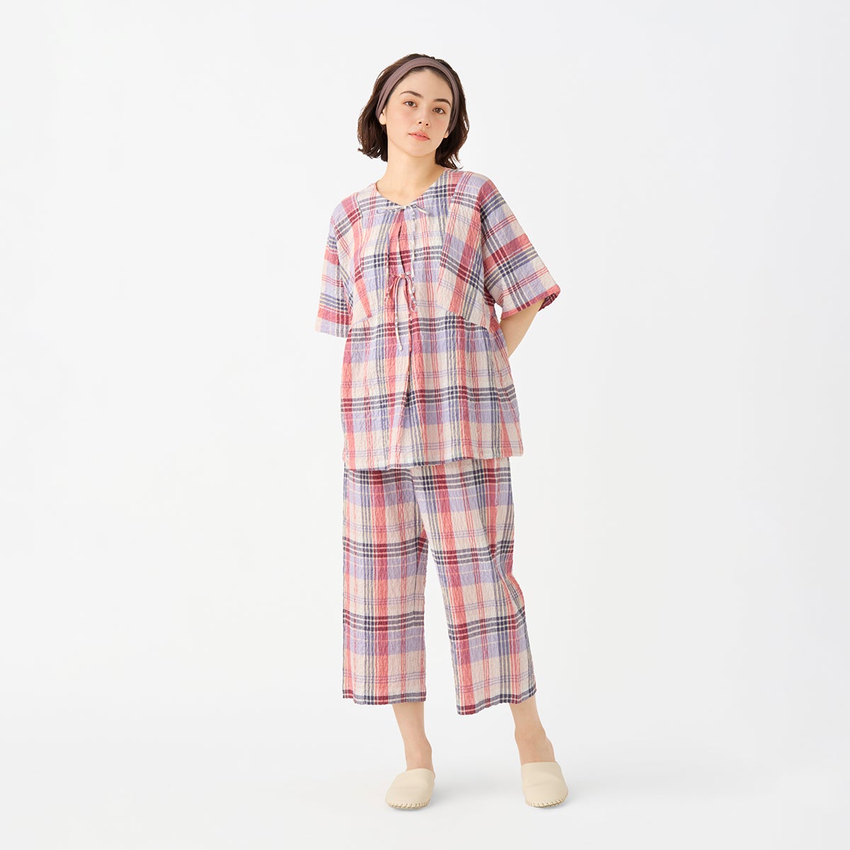 26シャーリングチェック[5分袖パジャマ] | KID BLUE OFFICIAL ONLINE STORE