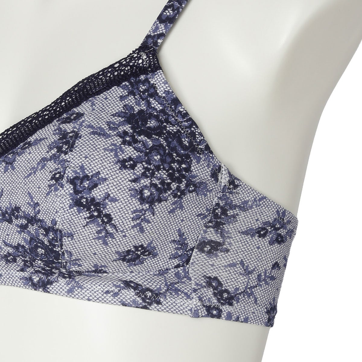 KID BLUE | STANDARD[ソフトブラジャー(ノンワイヤー)] 25フラワーJQ[ノーマルショーツ] ピンドットフラワー 新品未使用＊KID BLUE＊レース＊ソフトブラジャー・ノーマルショーツR＊セット＊白＊ホワイト＊キッドブルー